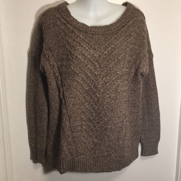 American Eagle brown cable knit sweater medium 🦅 - Picture 3 of 8